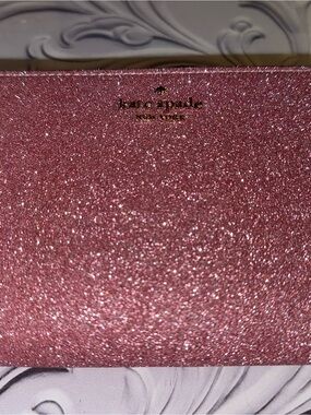 kate spade metallic pink zip-around wallet